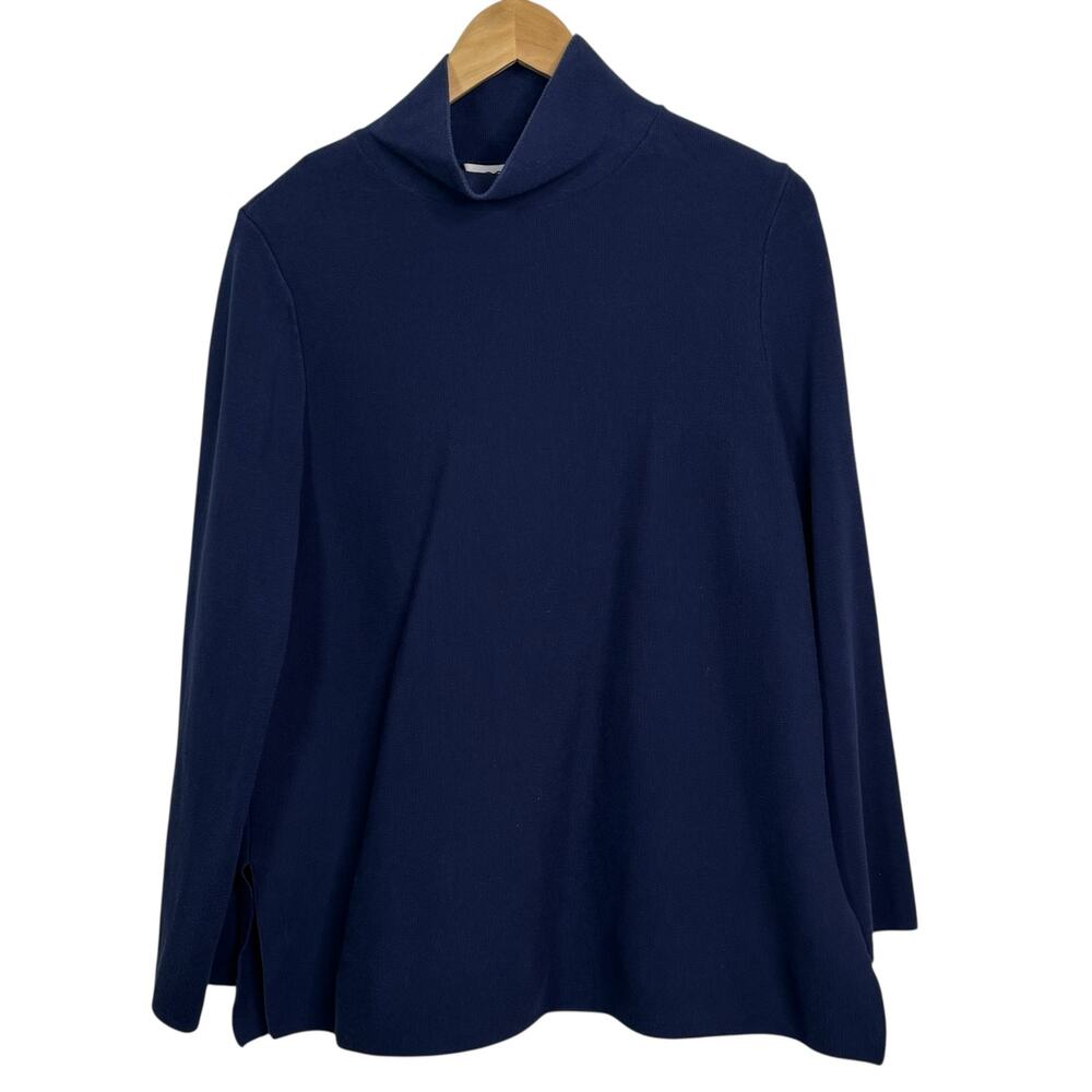 COS Size Small Navy Blue Cotton Mock Neck Pullover Sweater